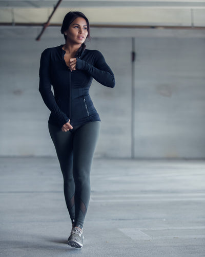 Mesh Panel Olive Leggings